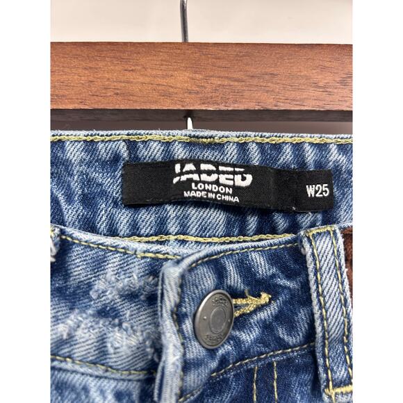 Jaded London Dolls Kill Patchwork Jeans Y2K Grunge Indie Sz 25 Denim Boyfriend - Picture 3 of 11